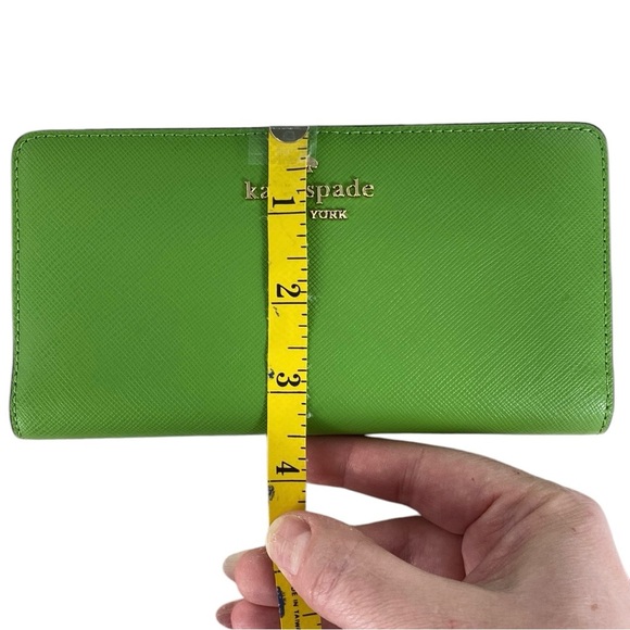 Kate Spade Madison Turtle Green Saffiano Leather Large Slim Bifold Wallet - Picture 14 of 17